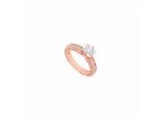 Fine Jewelry Vault UBJ1255AP14CZ April Birthstone CZ Mil grain Engagement Ring in 14K Rose Gold 1.50 CT TGW