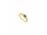 Fine Jewelry Vault UBJS998AY14DE 101RS7 Three Stone Emerald Diamond Ring 14K Yellow Gold 0.75 CT Size 7