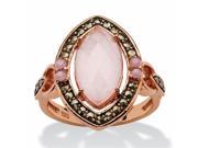 Palm Beach Jewelry 557807 Pink Marquise Cats Eye and Genuine Black Marcasite Halo Ring Rose Gold Over 0.925 Sterling Silver Size 7