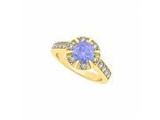 Fine Jewelry Vault UBUNR50319Y14CZTZ Newest Gemstone Tanzanite Fancy Fashion Ring With CZ 8 Stones