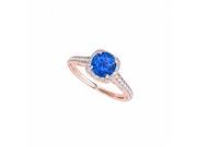 Fine Jewelry Vault UBUNR50854EAGVRCZS Rose Gold Vermeil Sapphire CZ Halo Engagement Ring 10 Stones