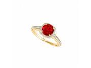 Fine Jewelry Vault UBUNR50854EAGVYCZR Ruby CZ Halo Engagement Ring in 18K Gold Vermeil 10 Stones