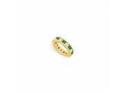 Fine Jewelry Vault UBU14YRD400CZE14125 CZ Created Emerald Eternity Band in 14K Yellow Gold 4 CT TGW 8 Stones