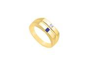 Fine Jewelry Vault UBMRIC536Y14DS Mens Diamond Sapphire Ring 14K Yellow Gold 0.25 CT TGW