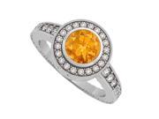 Fine Jewelry Vault UBNR50293AGCZCT Citrine CZ Engagement Ring in 925 Sterling Silver 6 Stones