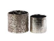 Urban Trends Collection 27520 Ceramic Tall Round Planter Antique Silver Set of Two