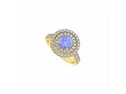 Fine Jewelry Vault UBUNR50424AGVYCZTZ Newest Gem Tanzanite Double Circle CZ 18K Yellow Gold Vermeil Halo Engagement Ring 8 Stones