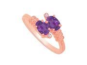 Fine Jewelry Vault UBNR81088P146X4CZAM Amethyst CZ Designer Engagement Ring in Rose Gold 2 Stones