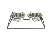 PetsStop RDB2 Pyramid Elevated Double Dog Feeder Small Black