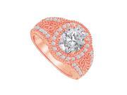 Fine Jewelry Vault UBNR83069P149X7CZ CZ Filigree Design Ring in 14K Rose Gold