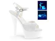 Pleaser KISS209UV_WSA_NW 5 1.75 in. Platform Ankle Strap Sandal with Neon UV Reactive White Size 5