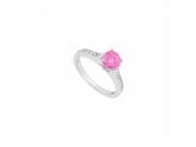 Fine Jewelry Vault UBJS224AW14DPS 14K White Gold Pink Sapphire Diamond Engagement Ring 0.60 CT TGW 10 Stones