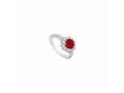 Fine Jewelry Vault UBJ3103W14DR 110 Ruby Diamond Halo Engagement Ring in 14K White Gold 1.30 CT TGW 26 Stones