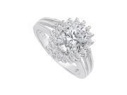 Fine Jewelry Vault UBNR80666W149X7CZ CZ Split Shank White Gold Engagement Ring