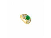 Fine Jewelry Vault UBUF953Y14CZE 14K Yellow Gold Fashion Heart CZ With Simulated Emerald Ring 2.50 CT 18 Stones