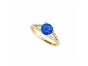Fine Jewelry Vault UBUNR50774EY14CZS September Birthstone Sapphire CZ Ring in Yellow Gold 8 Stones