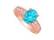 Fine Jewelry Vault UBUNR83553P149X7CZBT 2 CT CZ Blue Topaz Rose Gold Ring 8 Stones