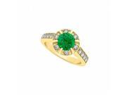 Fine Jewelry Vault UBUNR50319AGVYCZE Round Emerald CZ Mil grain Fancy Fashion Ring 8 Stones