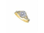 Fine Jewelry Vault UBNR84630AGVYCZ CZ Criss Cross Shank Halo Engagement Ring in 18K Yellow Gold Vermeil