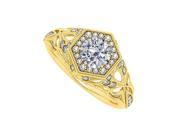 Fine Jewelry Vault UBNR84676AGVYCZ Stunningly Attractive CZ Filigree Design Ring in 18K Yellow Gold Vermeil