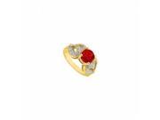 Fine Jewelry Vault UBUF953Y14CZR 2 CT Simulated Ruby With Side CZ Heart Shape Ring in 14K Yellow Gold 2.50 CT 18 Stones