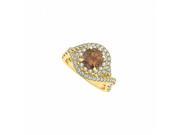 Fine Jewelry Vault UBNR50827AGVYCZSQ CZ Smoky Quartz Ring in 18K Yellow Gold Vermeil 64 Stones