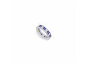 Fine Jewelry Vault UBU14WSQ500CZS16035 CZ Blue Created Sapphire Eternity Band 14K White Gold 5 CT TGW 10 Stones