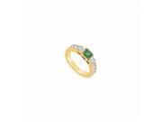 Fine Jewelry Vault UBUJ6000Y14CZE Created Emerald CZ Ring 14K Yellow Gold 1 CT TGW 2 Stones