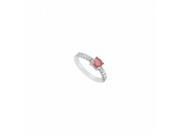 Fine Jewelry Vault UBUJ1120W14CZR Created Ruby CZ Ring in 14K White Gold 0.75 CT TGW 10 Stones