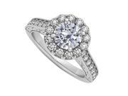 Fine Jewelry Vault UBNR50656W14D Conflict Free Diamonds Halo Engagement Ring in 14K White Gold 1 CT