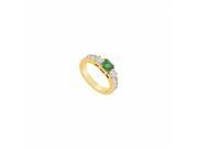Fine Jewelry Vault UBUJ6001Y14CZE Created Emerald CZ Ring 14K Yellow Gold 1.25 CT TGW 2 Stones