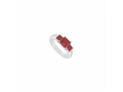 Fine Jewelry Vault UBJ548W14R 101RS5.5 Three Stone Ruby Ring 14K White Gold 0.50 CT Size 5.5