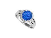 Fine Jewelry Vault UBUNR83556AGCZS Sapphire CZ Engagement Ring in 925 Sterling Silver 22 Stones