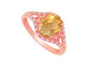 Fine Jewelry Vault UBNR84214AGVR9X7CZCT Citrine CZ Split Shank Ring in Rose Gold Vermeil 20 Stones