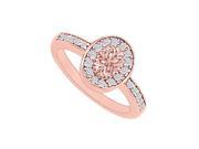 Fine Jewelry Vault UBNR83376P147X5DMG Morganite Diamonds Halo Rose Gold Engagement Ring 8 Stones