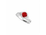 Fine Jewelry Vault UBUNR50886EAGCZR Ruby CZ Criss Cross Halo Ring in 925 Sterling Silver 30 Stones