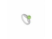 Fine Jewelry Vault UBJS1190AW14DPR 14K White Gold Peridot Engagement Ring With Diamond Princess Cut of 1.50 CT 8 Stones