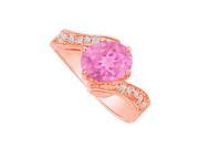 Fine Jewelry Vault UBUNR82556P149X7CZPS Pink Sapphire CZ Semi Swirl Ring in 14K Rose Gold 4 Stones