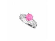Fine Jewelry Vault UBUNR50862EAGCZPS Round Pink Sapphire CZ Criss Cross Engagement Ring 56 Stones