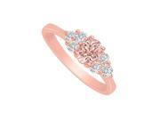 Fine Jewelry Vault UBNR82609P148X6DMG Morganite Diamond Cluster Rose Gold Engagement Ring 6 Stones