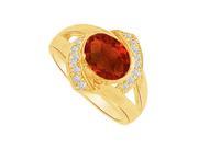 Fine Jewelry Vault UBNR82557Y149X7CZGR Beautiful Garnet CZ Split Shank Ring in 14K Yellow Gold 16 Stones