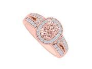 Fine Jewelry Vault UBNR84003AGVR7X5CZMG Oval Morganite With CZ Halo Engagement Ring 45 Stones