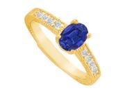 Fine Jewelry Vault UBUNR82898Y149X7CZS Oval Shaped Sapphire CZ Ring in 14K Yellow Gold 4 Stones