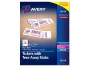 Avery AVE16154 Printable Tickets Microperf with stubs 1.75 in. x 5.5 in. 200 PK WE