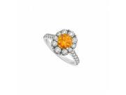 Fine Jewelry Vault UBNR50582AGCZCT 2 CT Round Citrine CZ 925 Sterling Silver Engagement Ring 6 Stones