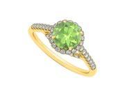 Fine Jewelry Vault UBNR83884AGVYCZPR Peridot CZ Specially Designed Engagement Ring in Yellow Gold Vermeil 40 Stones