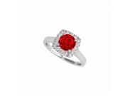 Fine Jewelry Vault UBUNR84658AGCZR Ruby CZ Halo Engagement Ring in 925 Sterling Silver 16 Stones