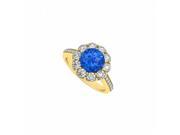 Fine Jewelry Vault UBUNR50578AGVYCZS 18K Yellow Gold Vermeil September Birthstone Sapphire CZ Halo Engagement Ring 10 Stones