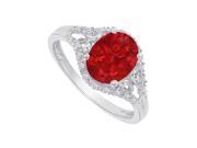 Fine Jewelry Vault UBUNR84214AG9X7CZR Ruby CZ Split Shank Ring in 925 Sterling Silver 20 Stones