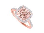 Fine Jewelry Vault UBNR83503P1410X10DMG Natural Diamonds Square Morganite Rose Gold Ring 40 Stones